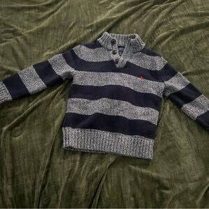 Polo Ralph Lauren Navy and Gray Striped Crewneck Sweater